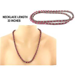 208.0 TCW RUBY & DIAMOND NECKLACE 14K GOLD & SILVER