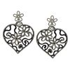 Image 1 : 6.55 TCW Wood & DIAMOND HEART EARRING GOLD & SILVER