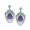 Image 1 : 67.79 TCWOPAL  DOUBLET, Tanzanite & DIAMOND EARRING  GOLD & SILVER