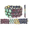 Image 1 : 127.13 TCW EMERALD, RUBY, BLUE SAPPHIRE  & DIAMOND BRACELET 14K GOLD & SILVER