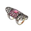 Image 4 : 6.29 TCW RUBY & DIAMOND KNUCKLE RING 14K  GOLD & SILVER