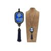 Image 1 : 94.55 TCW CAMEO, BLUE SAPPHIRE  & DIAMOND TASSEL NECKLACE 14K  GOLD & SILVER