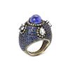 Image 4 : 13.65 TCW TANZANITE, BLUE, WHITE SAPPHIRE & DIAMOND RING 14K  GOLD & SILVER