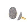 Image 1 : 3.50  TCW MICRO PAVE OVAL SHAPE DIAMOND RING ( SMALL) 14K  GOLD & SILVER