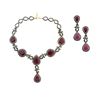 Image 1 : 74.65 TCW RUBY & DIAMOND EARRING/NECKLACE SET 14K  GOLD & SILVER