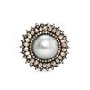 Image 2 : 4.67 TCW PEARL  & DIAMOND RING 18K  GOLD & SILVER