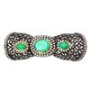 Image 2 : 5.12 TCW EMERALD & DIAMOND KNUCKLE RING 18K  GOLD & SILVER