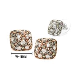 1.82 TCW 14K GOLD FANCY & WHITE DIAMOND STUD EARRING