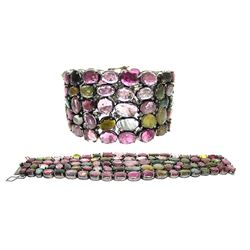 93.35 MULTI COLOR TOURMALINE & DIAMOND BRACELET SILVER