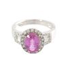 Image 2 : 2.94 TCW 14K GOLD PINK SAPPHIRE OVAL & DIAMOND RING