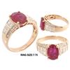 Image 1 : 3.02 TCW 14K ROSE GOLD  RUBY OVAL & DIAMOND RING