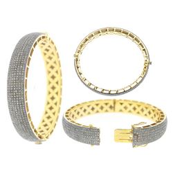 5.77 TCW OVAL SHAPE DIAMOND BANGLE - 7 LINE 14K GOLD & SILVER