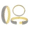 Image 1 : 5.77 TCW OVAL SHAPE DIAMOND BANGLE - 7 LINE 14K GOLD & SILVER