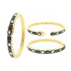 Image 1 : 3.84 TCW EMERALD & ROSE CUT DIAMOND ROUND BANGLE 14K  GOLD & SILVER