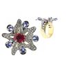 Image 1 : 4.90  TCW RUBY, SAPPHIRE & DIAMOND RING 14K GOLD & SILVER