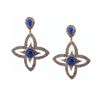 Image 1 : 27.80 TCW LAPIZ & DIAMOND EARING-FLOWER SHAPE 14K GOLD