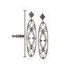 Image 1 : 3.57 TCW DIAMOND LONG OVAL EARRING 18K  GOLD & SILVER