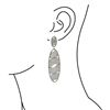 Image 2 : 4.70 TCW DIAMOND DESIGNER LONG OVAL EARRING  GOLD & SILVER