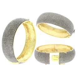 15.92 TCW ROUND SHAPE DIAMOND BANGLE - 13 LINE 14 GOLD & SILVER