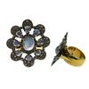 Image 1 : 15.96 TCW FLOWER SHAPE RAINBOW MOONSTONE &DIAMOND RING  GOLD & SILVER