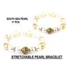 Image 1 : 2.58 TCW SOUTH SEA PEARL  & DIAMOND INGOLD STRETCH BRACELET 18K  GOLD & SILVER