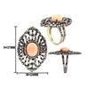 Image 1 : 6.46 TCW CORAL & DIAMOND RING 18K GOLD & SILVER