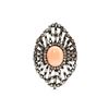 Image 2 : 6.46 TCW CORAL & DIAMOND RING 18K GOLD & SILVER