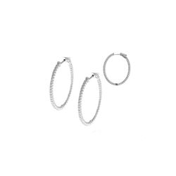 1.91 TCW 14K GOLD WHITE DIAMOND OVAL HOOP EARRING