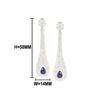 Image 1 : 8.70 TCW 18K GOLD DIAMOND & BLUE SAPPHIRE  LONG DROP EARRING