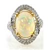 Image 1 : 7.11 TCW DIAMOND &  OPAL  14K GOLD RING SIZE 7