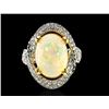 Image 2 : 7.11 TCW DIAMOND &  OPAL  14K GOLD RING SIZE 7