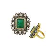Image 1 : 8.12 TCW EMERALD & DIAMOND RING 14K GOLD & SILVER