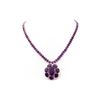 Image 1 : 76.60 TCW NATURAL AMETHYST OVAL & DIAMOND NECKLACE 14K WHITE GOLD