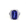 Image 1 : 11.61 TCW 18K GOLD DIAMOND &TANZANITE CUSHION SHAPE RING