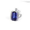 Image 2 : 11.61 TCW 18K GOLD DIAMOND &TANZANITE CUSHION SHAPE RING