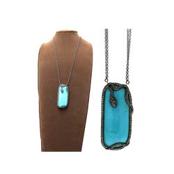 146.87 TCW TURQUOISE & DIAMOND NECKLACE 18K  GOLD & SILVER