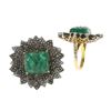 Image 1 : 17.90 TCW EMERALD & DIAMOND RING 14K GOLD & SILVER