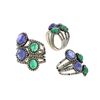 Image 1 : 7.97 TCW TANZANITE, EMERALD & DIAMOND RING 18K  GOLD & SILVER