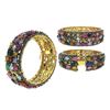 Image 1 : 41.99 TCW MULTI COLOR SAPPHIRE & DIAMOND OVAL BANGLE 14K  GOLD & SILVER