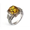 Image 1 : 9.91 TCW 14K GOLD YELLOW SAPPHIRE CUSHION & DIAMOND RING