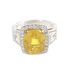 Image 2 : 9.91 TCW 14K GOLD YELLOW SAPPHIRE CUSHION & DIAMOND RING