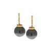 Image 1 : 0.56 TCW 18K GOLD Tahitian PEARL  & DIAMOND EARRING