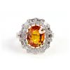 Image 1 : 6.23 TCW 14K GOLD NATURAL ORANGE SAPPHIRE & DIAMOND RING