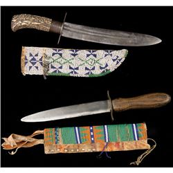 Sioux and Cheyenne Beaded Scabbards with Knives