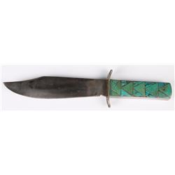 Silver and Turquoise Bowie Knife by J. Quirino