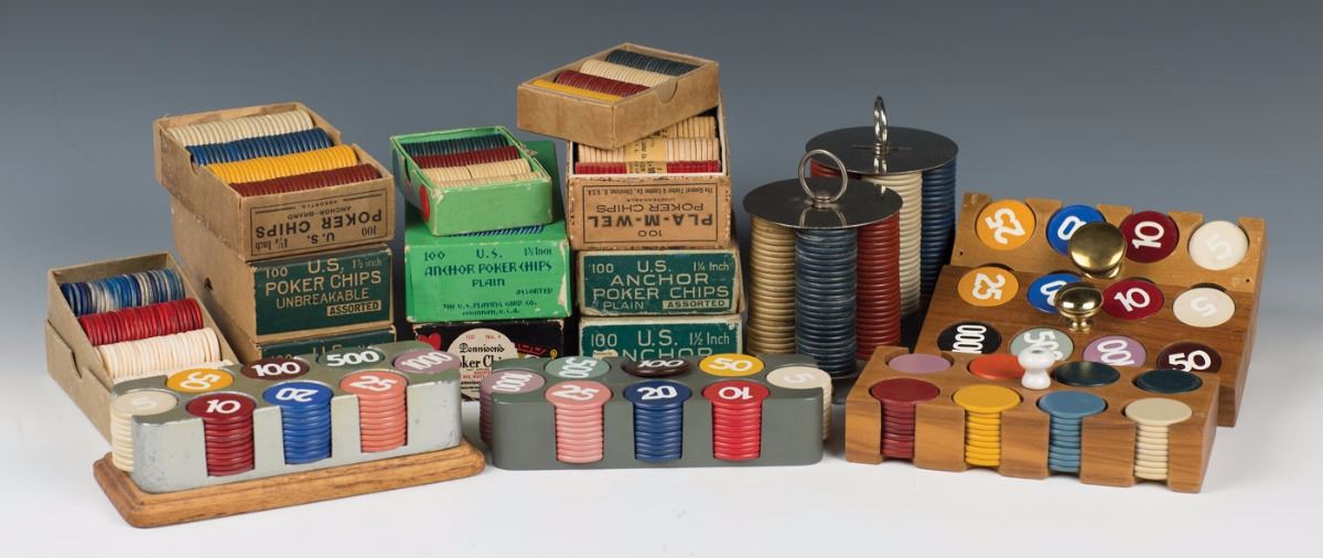 Large Collection of Old Poker Chips