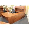 Image 2 : CHERRY WOOD LAMINATE BOW FRONT U-SHAPED EXECUTIVE SUITE WITH HUTCH