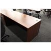 Image 2 : CHERRY WOOD LAMINATE EXECUTIVE DESK AND CREDENZA SUITE WITH HUTCH