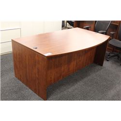 CHERRY WOOD LAMINATE EXECUTIVE BOW FRONT DESK