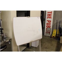 ROLLING WHITE BOARD, SMALL WHITEBOARD AND 4 CORK BOARDS